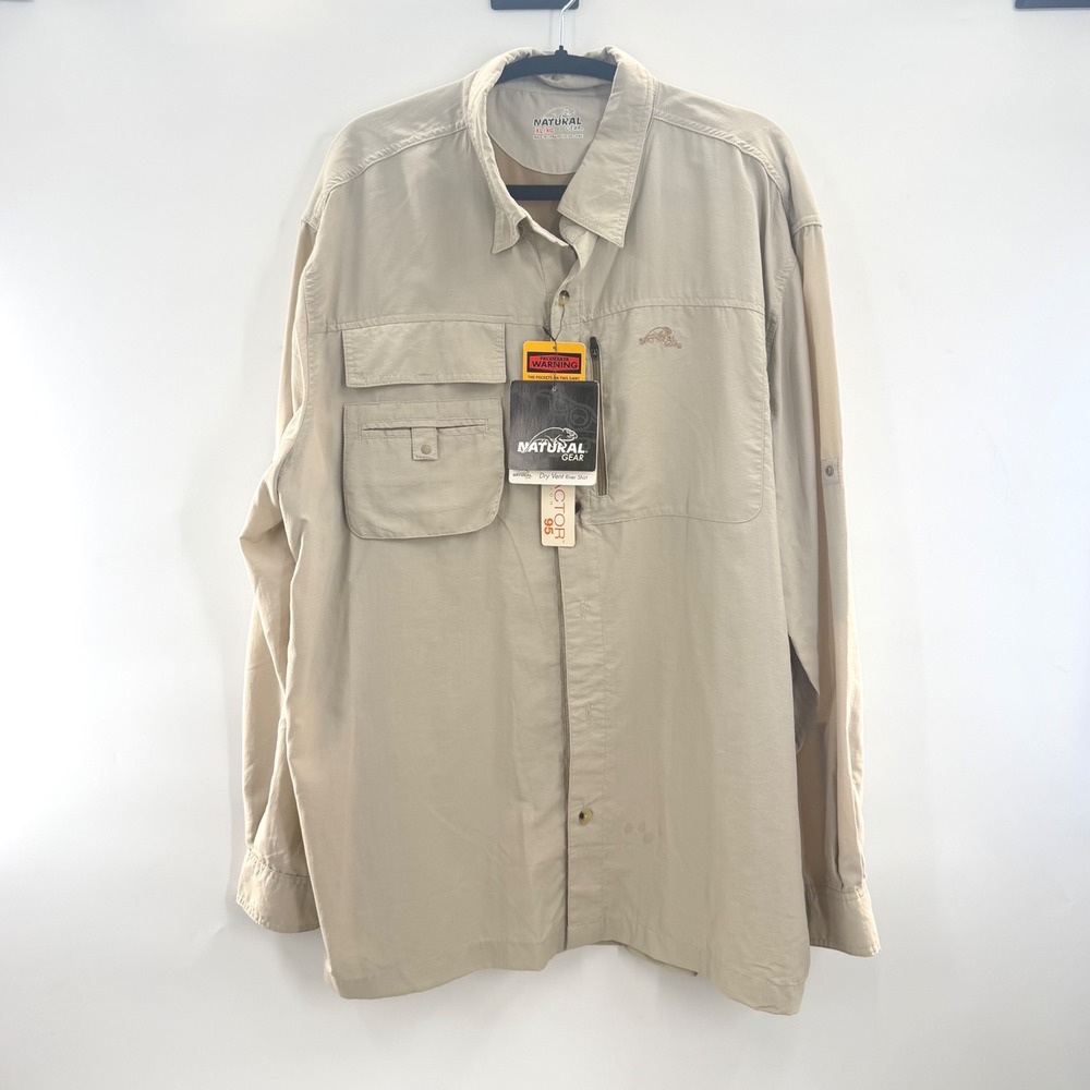 Natural Gear Dry Vent River Shirt Mens XL Sierra Tan UV Protection Fishing NWT